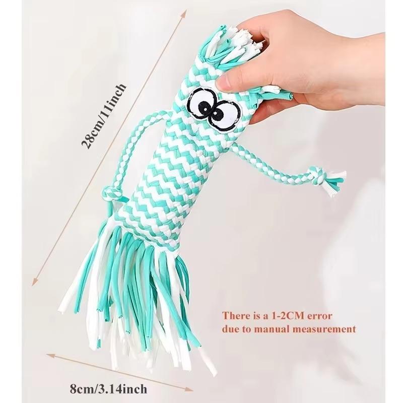 Dog Rope Chew Toy Straw Head Braided Knot Doll Squeaker Sound Toy Molar Dog Toy Pet Training Pet Interactive Toy Pet Supplies