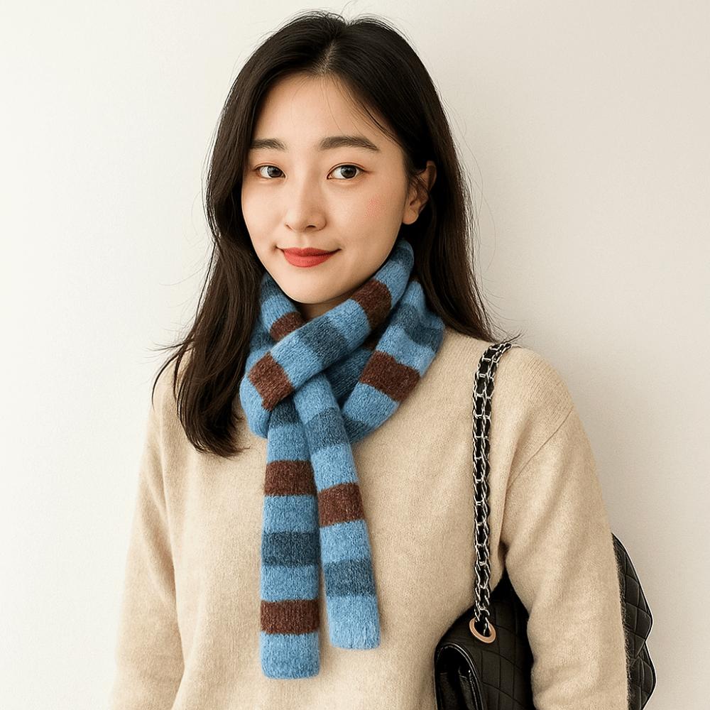 Thickened Striped Scarf Narrow Winter Shawl Fashion Cashmere Knitted Scarf  Daily