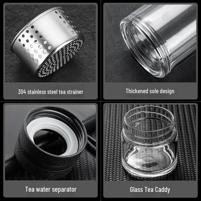 Tianxi 500ml Double-Layer Glass Tea Infuser Bottle