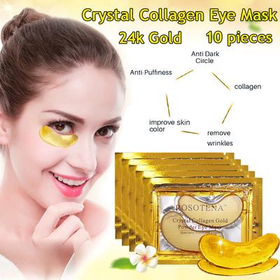 10 Pieces Women Collagen Eye Mask 24k Gold Crystal Eye Pads for Anti Aging Moisturizing Whitening