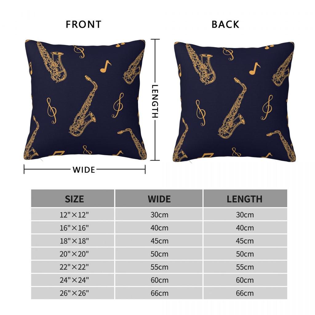 Musical Saxophone Pattern Square Pillowcase Cushion Cover Pillow Case Throw Pillow Cover for Home Bedroom Car