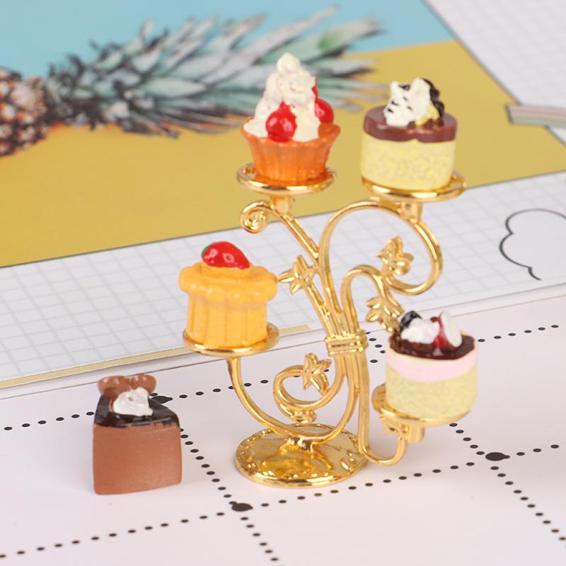 1/12 Dollhouse Miniature Food Groceries Supplies Fruit Stand Delicious Cakes Rack Kitchen Toys for Baby Kids