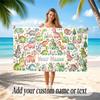 Dinosaur Theme Quick Dry Beach Towel Custom Name Text Print Large Sand Resistant Towel Beach Vacation
