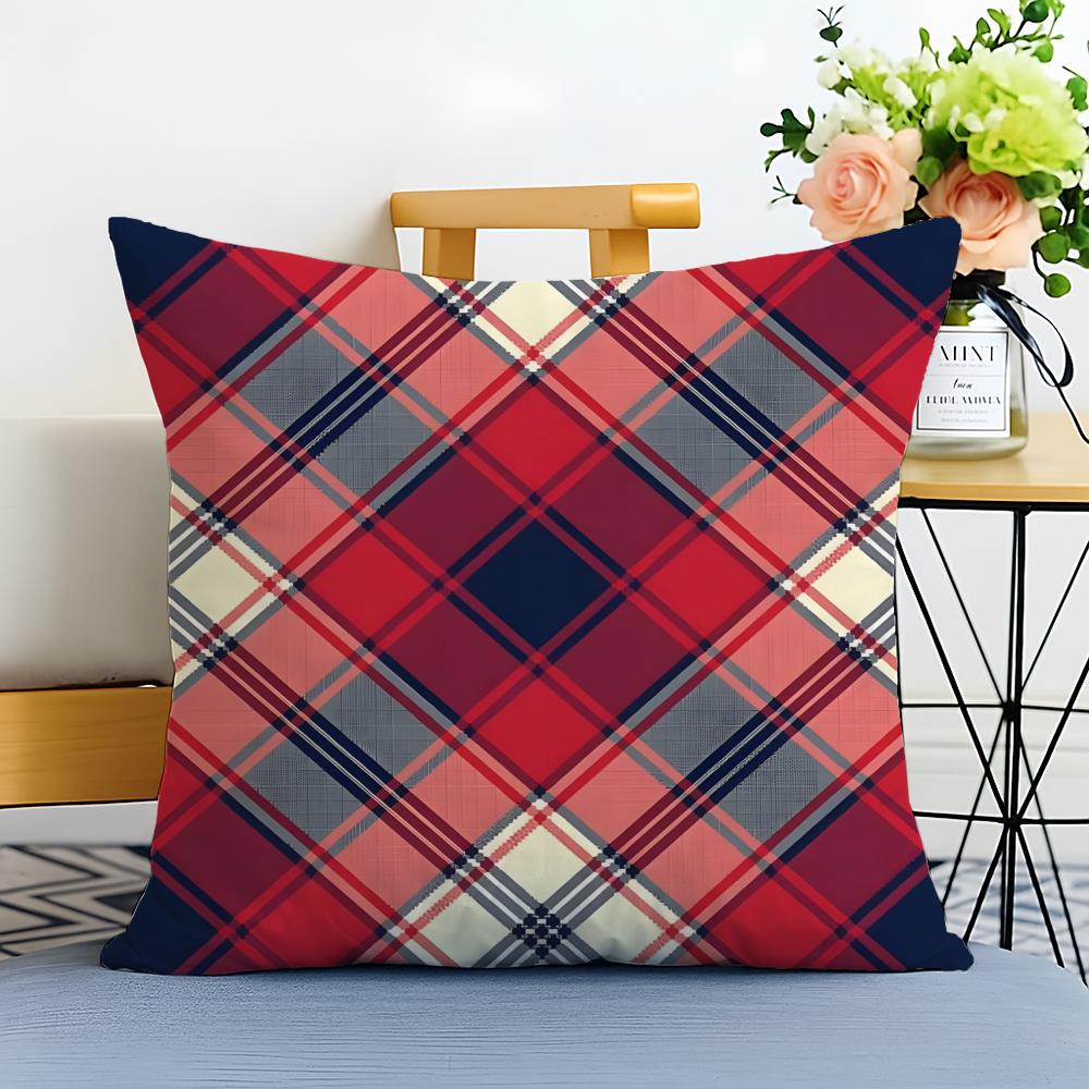 scottish Tartan Cushion Cover Washable Linen comfort Soft  for Sofa Bed Cozy Home Room Decor