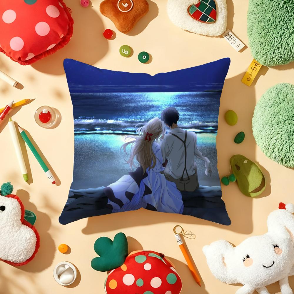 Violet EEvergarden Anime Cushion Cover Plush Fabric Soft DoubleSided Printed Sofa Warm Winter Home Gift Pillow Cover 30x30cm
