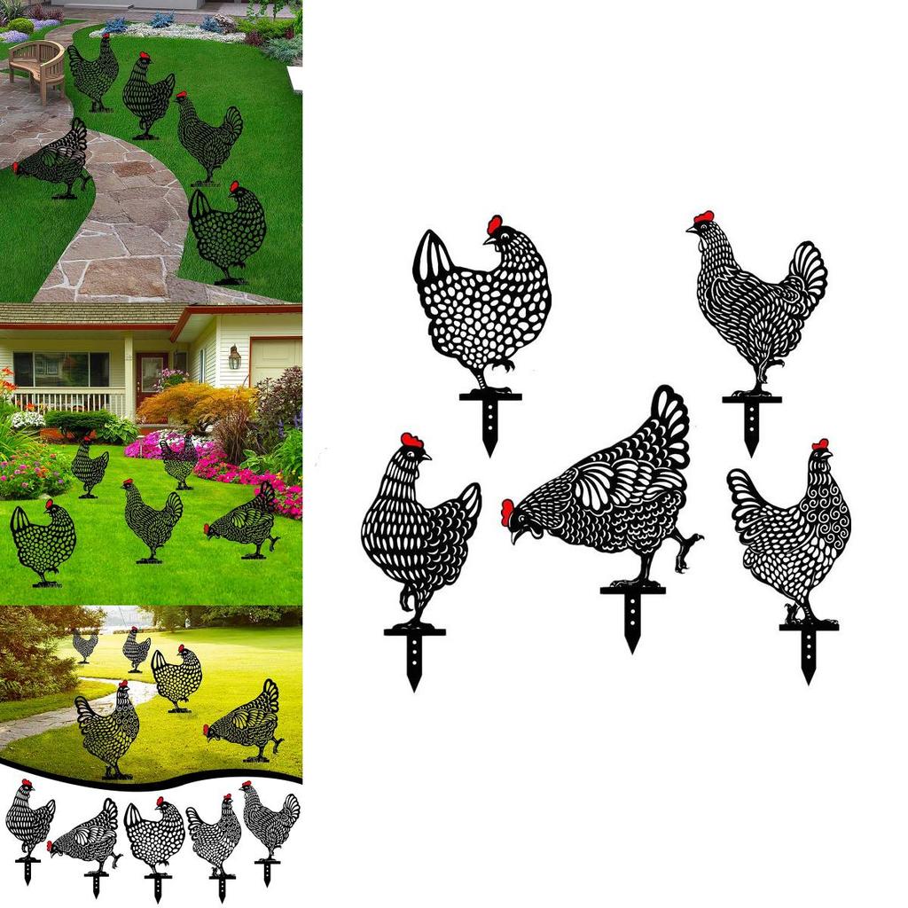 Statues Chicken Art Backyard Lawn Stakes Hen Yard Decor Garden Decor Ornament