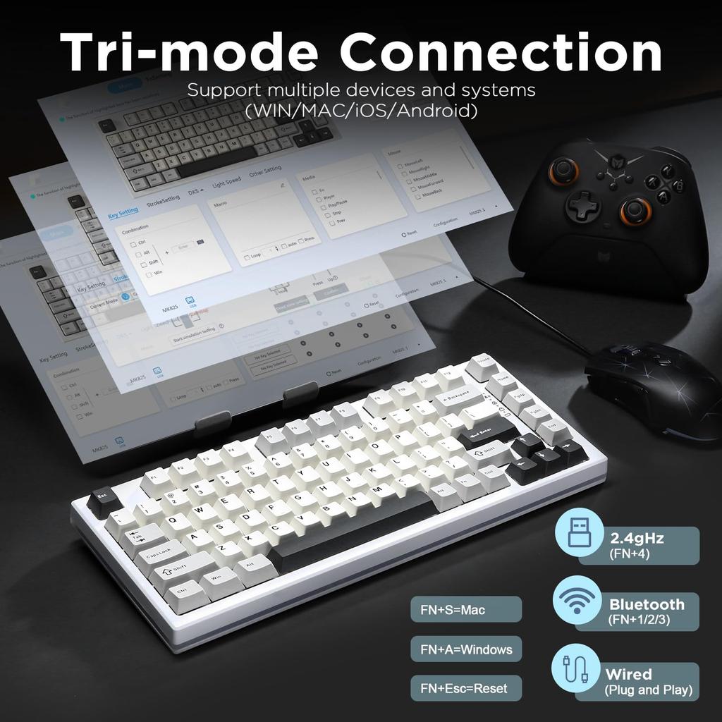 YUNZII RT80 Rapid Trigger Keyboard with Hall Wireless Mechanical Magnetic Tray Technical Standards Compliance Certified Magnetic Guatellon 82-Key