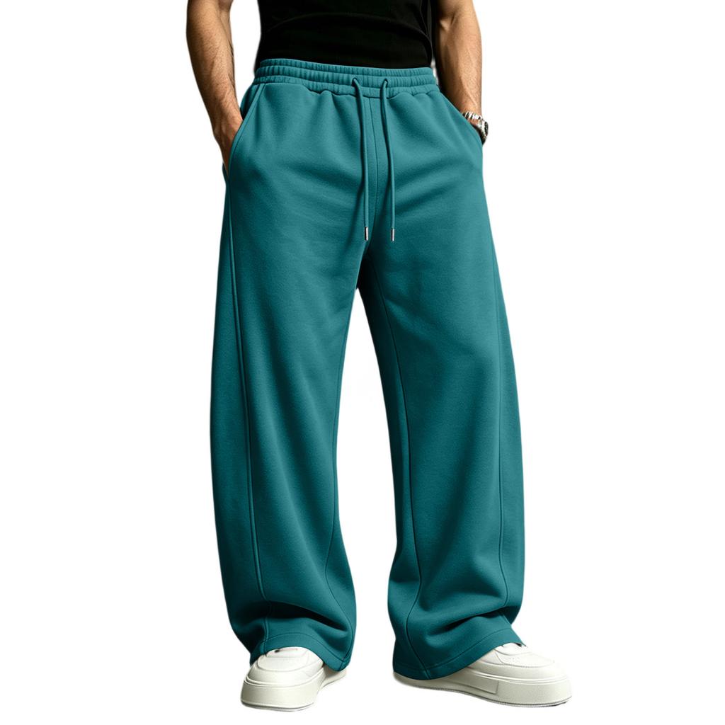 Men's Casual Straight Leg Joggers with Elastic Waistband and Drawstring for Everyday Wear