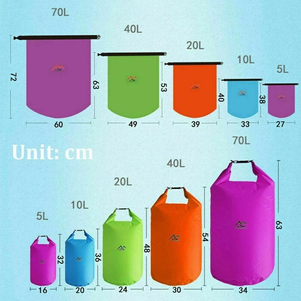 Outdoor Use Dry Water Resistant Carryall Dry Carryall Sack Water Resistant Floating Dry Gear Carryalls For Boating Fishing Rafting Swimming 5L/10L/20L