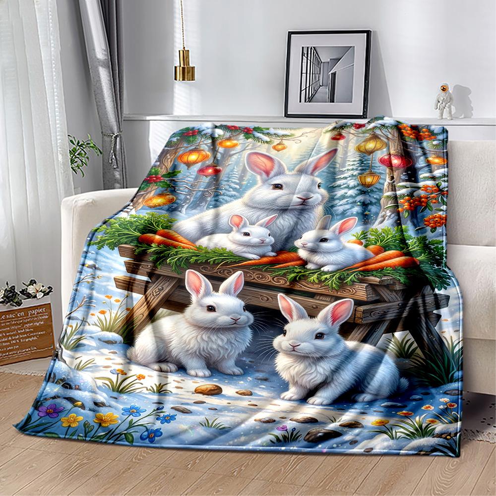 Easter Eggs And Bunnies Blanket,Suitable for Sofas, Offices, Travel, Living Rooms, Gifts To Relatives and Friends, Blanket,Suitable for All Seasons.