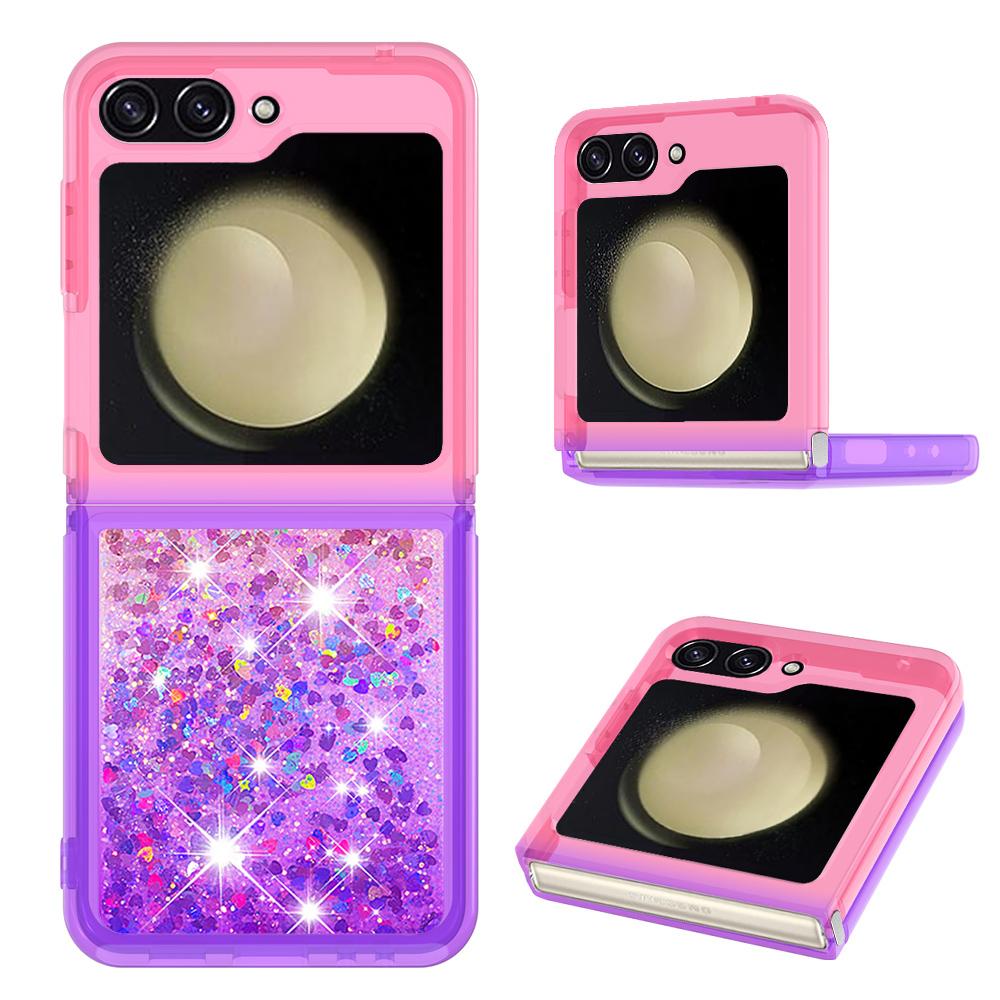 

For Samsung Galaxy Z Flip6 5G TPU Case Gradient Quicksand Phone Back Cover Pink+Purple