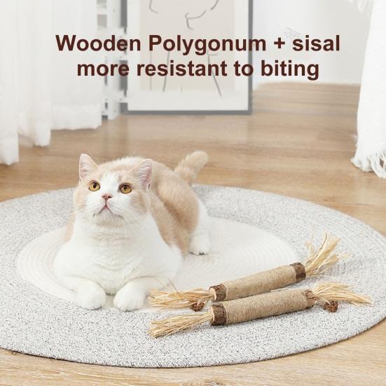Yousheng Cat Chew Toy for Dental Care Edible Teeth Cleaning Teething Rod Natural Ingredients Cat Biting Sticks Entertainment Bite-resistant Fun