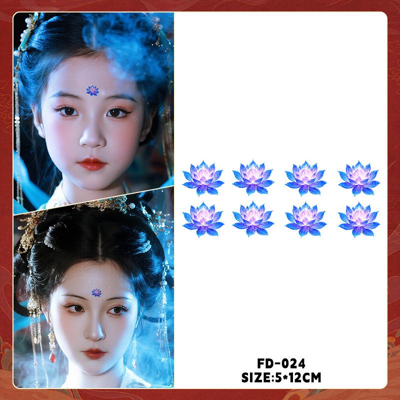 Ancient Style Dunhuang Glitter Face and Forehead Tattoo Stickers for Hanfu Costumes