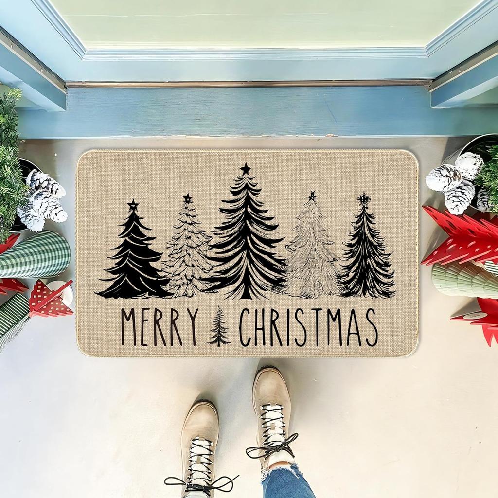 Merry Christmas Doormat Winter Season Non-Slip Indoor Area Rugs Entrance Welcome Floor Mats Home Decoration