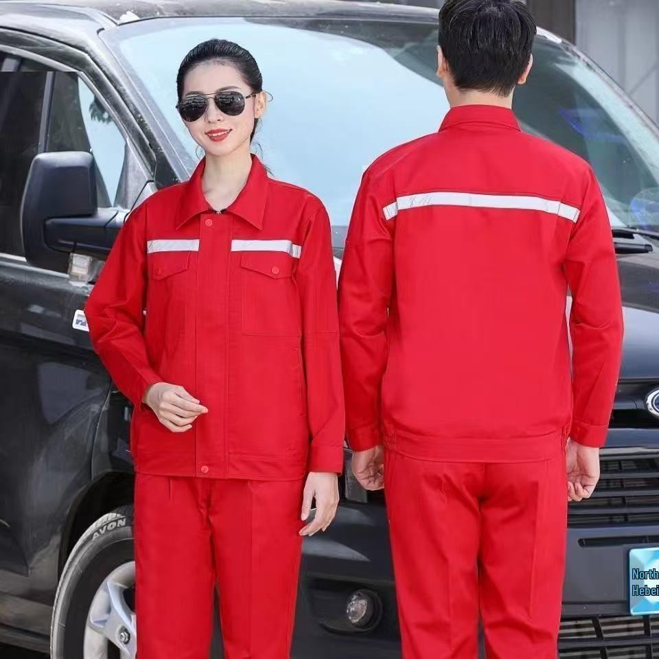 Durable Reflective Workwear Set: Long Sleeve Auto Repair Suit for Spring and Autumn
