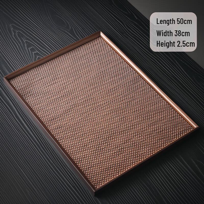 Wuhe Japanese Bamboo Wood Serving Tray with Woven Mat