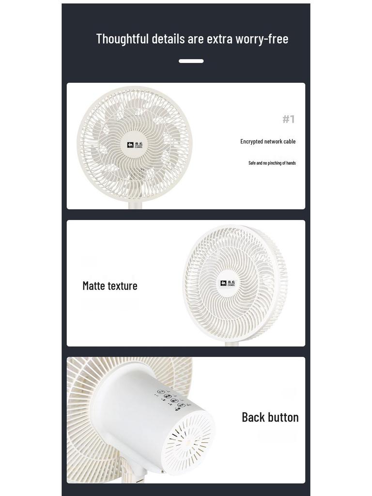Camel Low Noise Oscillating Floor Fan: Powerful Standing & Table Fan for Home & Dorm, Large Air Volume