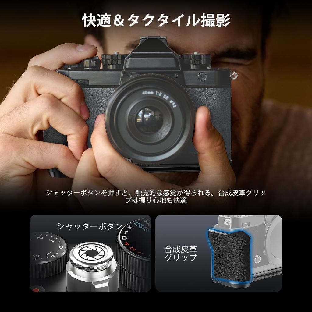 NEEWER Hand Grip for Grip with Rubber Coated Retro Mount Base and Silver Shutter Camera Camera Grip for Tripod CA134 Zf, L-Shaped Plate, Handle/Thumb