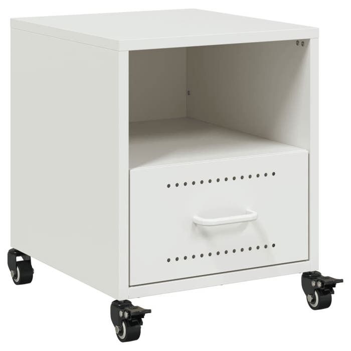 VidaXL Table de chevet blanc 36x39x43,5 cm acier, armoire, meubles de chambre à coucher, support de téléphone, armoire 846714