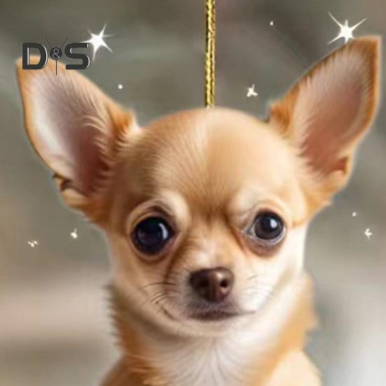 Acrylic Hanging Ornament Animal Dog Pendant with Lanyard Easy To Hang Creative Christmas Tree Ornament Bag Charms