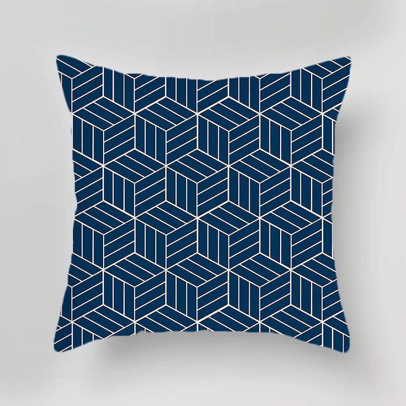 Geometric Simple Blue Print Pillow Case Office Sofa Cushion Cover Luxury Home Decor Cushion Cover