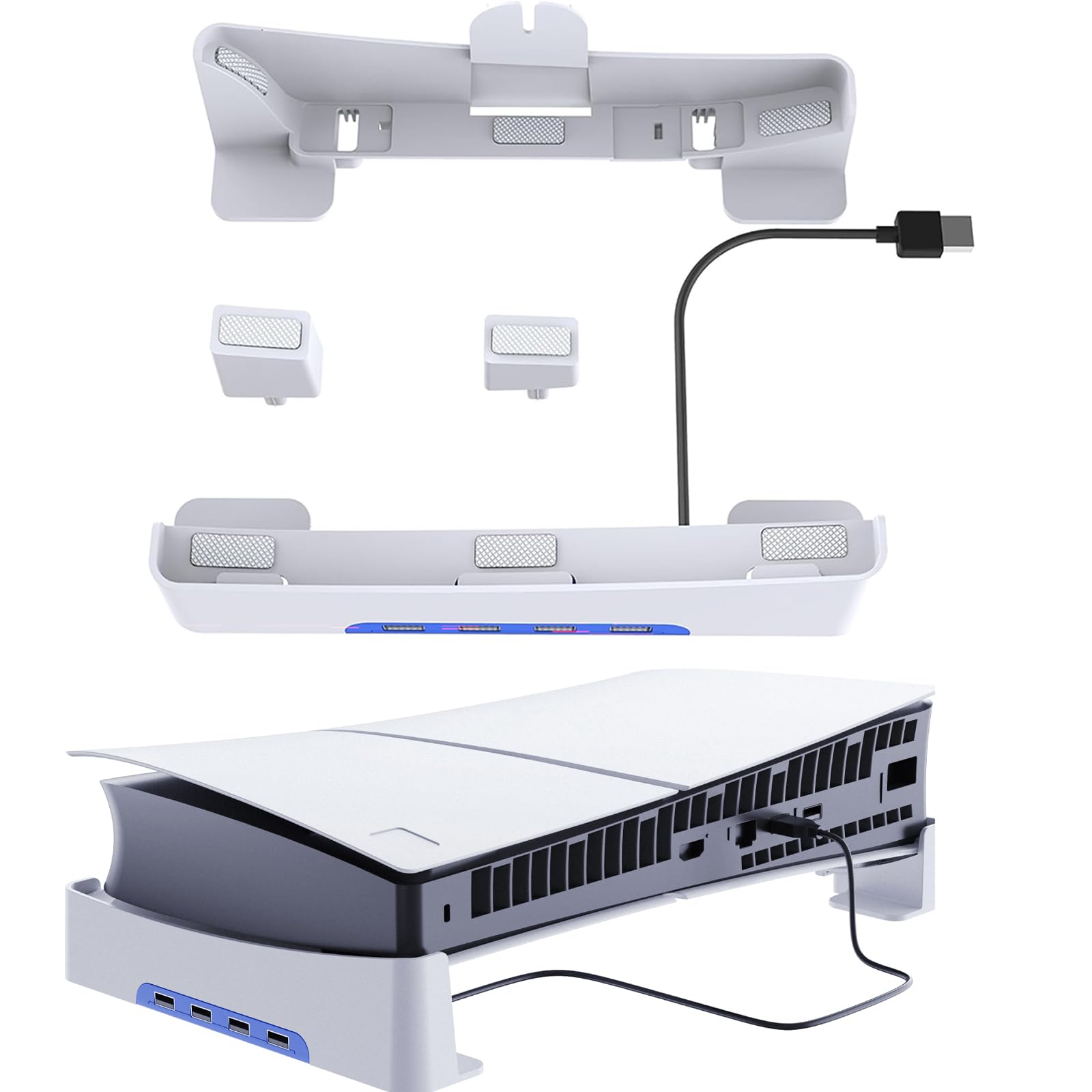 

Horizontal stand for the new PS5 Pro compatible with the old with 4 USB expansion Features earthquake scratch and improved heat Also compatible with білий