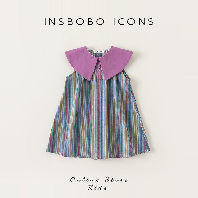 Платье для девочки Летнее 2026 Новый стиль Платье принцессы Детское платье Детское платье без рукавов Кружевной воротник Одежда для девочки Purple 80 cm