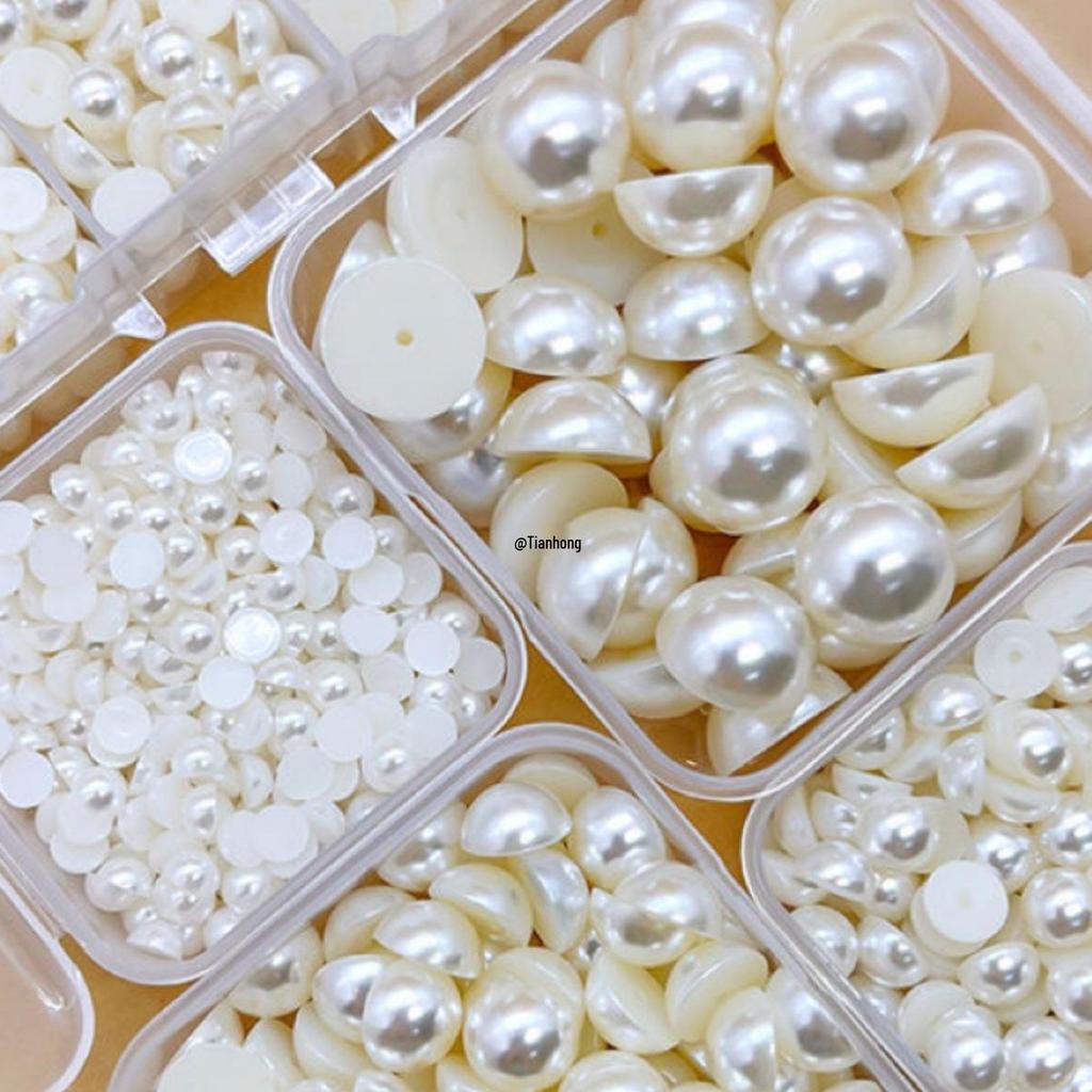 Mixed Size Flatback Pearl Beads for Nail Art & Decor