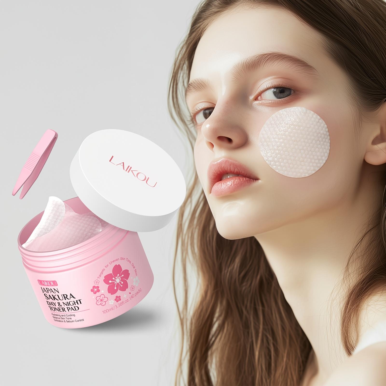 

LAIKOU Sakura Toner Pads 40pcs, Daily Cleansing Toner for All Light Beige Types 100ml, Pre-Makeup Toner Pads, Deep Moisturizing, with Tweezers 1 Box (40pcs)