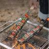 1 Stück Outdoor Holzgriff Grillkäfig Camping Fleisch und Gemüse Grillnetzgestell Picknick Grillwerkzeug Kochgeschirr
