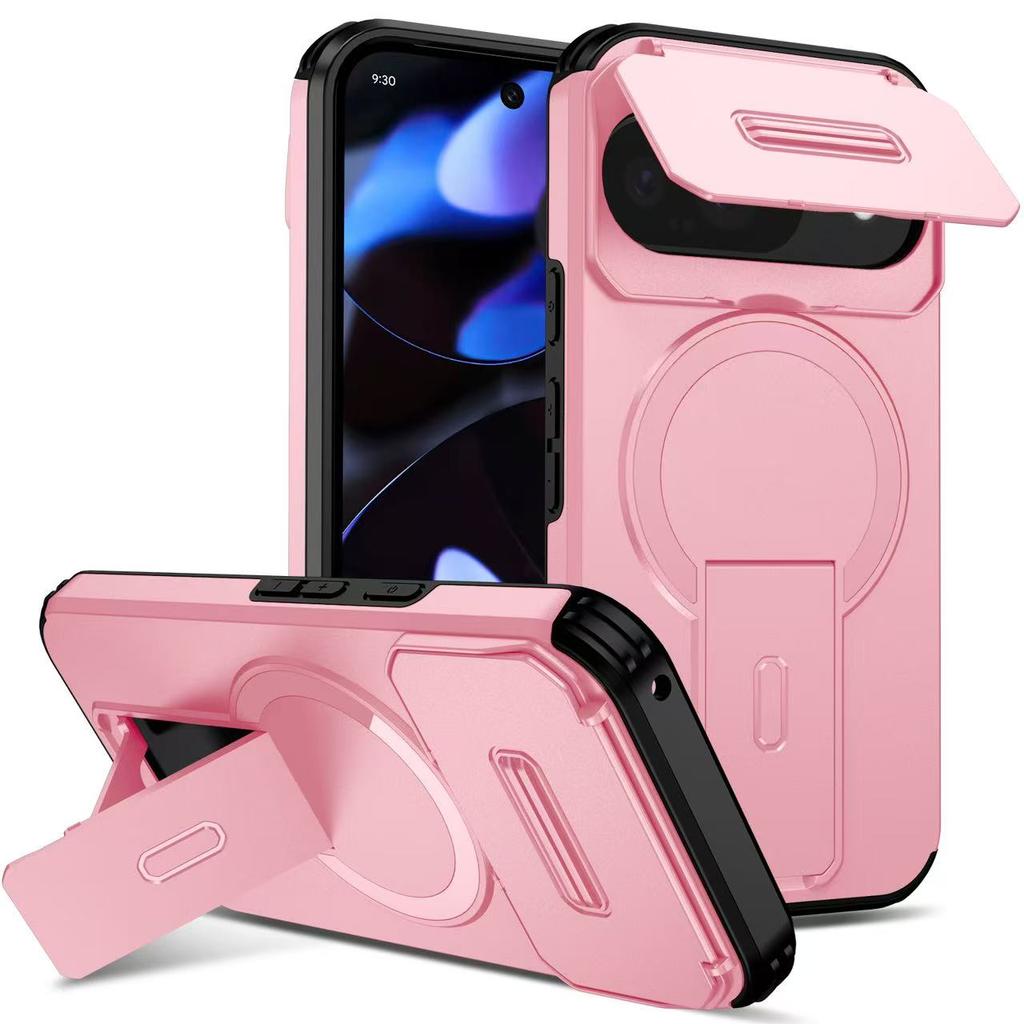 Armor Shockproof Magnetic Case For Google Pixel 10 9 Pro XL 9A Lens protection stand bracket wireless charging For Magsafe Cover