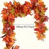 1PC Extra Long 78.74 Faux Maple Leaf Wreath - Realistic Fall Shades Red, Orange & Yellow Green | Heavy Duty Plastic Branches Vines