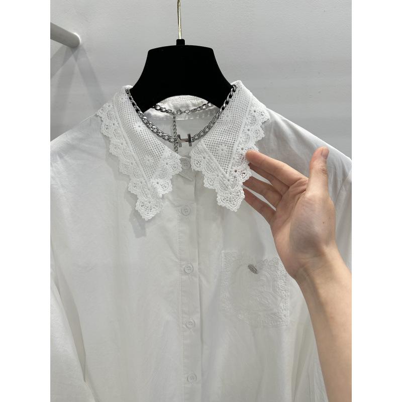 2025 Spring Women's Loose Fit Long Sleeve Shirt - Slimming Solid Color Woven Top with Lapel for Commuting Style