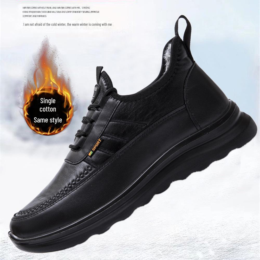 Warm, Non-Slip Waterproof Velvet-Lined Winter Cotton Shoes for Middle-Aged and Elderly Men and Women