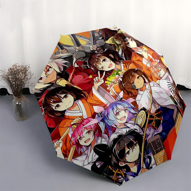 1pc Anime Characters Outdoor Umbrella - Automatic Opening/Closing, Portable 3-Fold Design, 8-Rib Iron Frame - Perfect Gift for Fans, Travelers, D