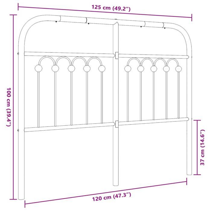 VidaXL Tête de lit métal blanc 120 cm, tête de lit en métal, tête de lit haute, tête de lit pour lit double, tête de lit 376680