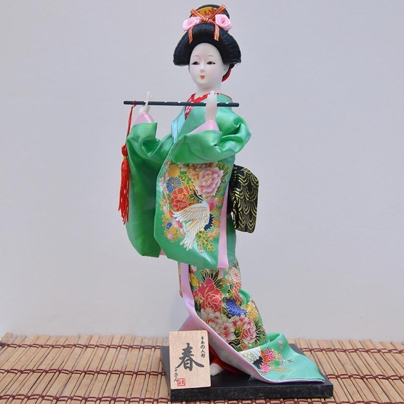 QX2E 30cm Handgefertigte Japanische Geisha Kimono Puppen Figurinen Präsentieren Traditionelle Kultur für Heimdekoration Sammler