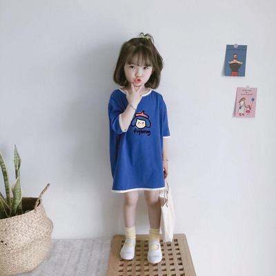 Lässiges Sommer-T-Shirt-Kleid für Mädchen mit kurzen Ärmeln