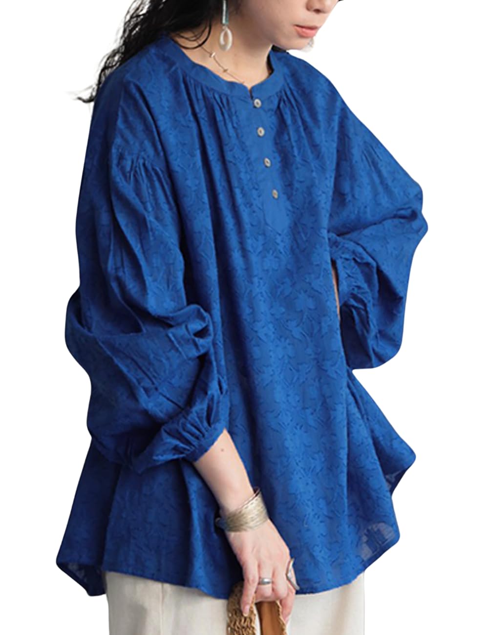

Antiqua Indian Cotton Dobby One Size Blue Blouse, Women s, IYA-00058, 32,
