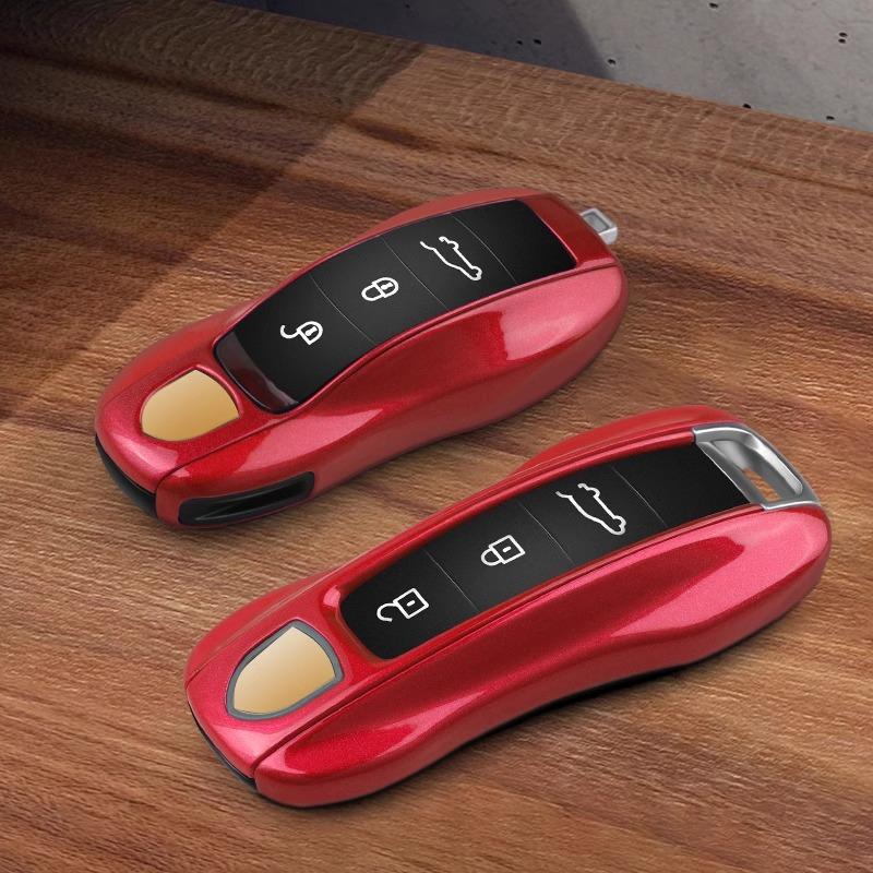 Remote Smart Car Key Case Cover Fob Accessories Solid Color Abs For Porsche Panamera Macan 718 Taycan 911 Cayman Boxster 9Ya 971