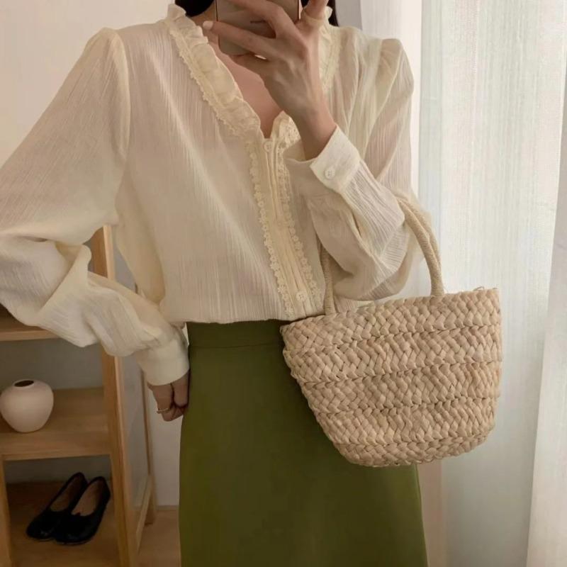 New Straw Woven Bag Women's Small Bag Niche Handbag Woven Bag Corn Skin Bag Casual Beach Tote Bag