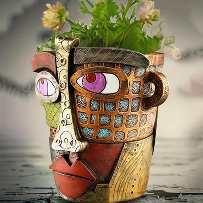 1 Piece of Primitive Abstract Beauty Flower Pot, Face Flower Pot Head Flower Pot, Abstract Head Flower Pot, Large Indoor Flower Pot