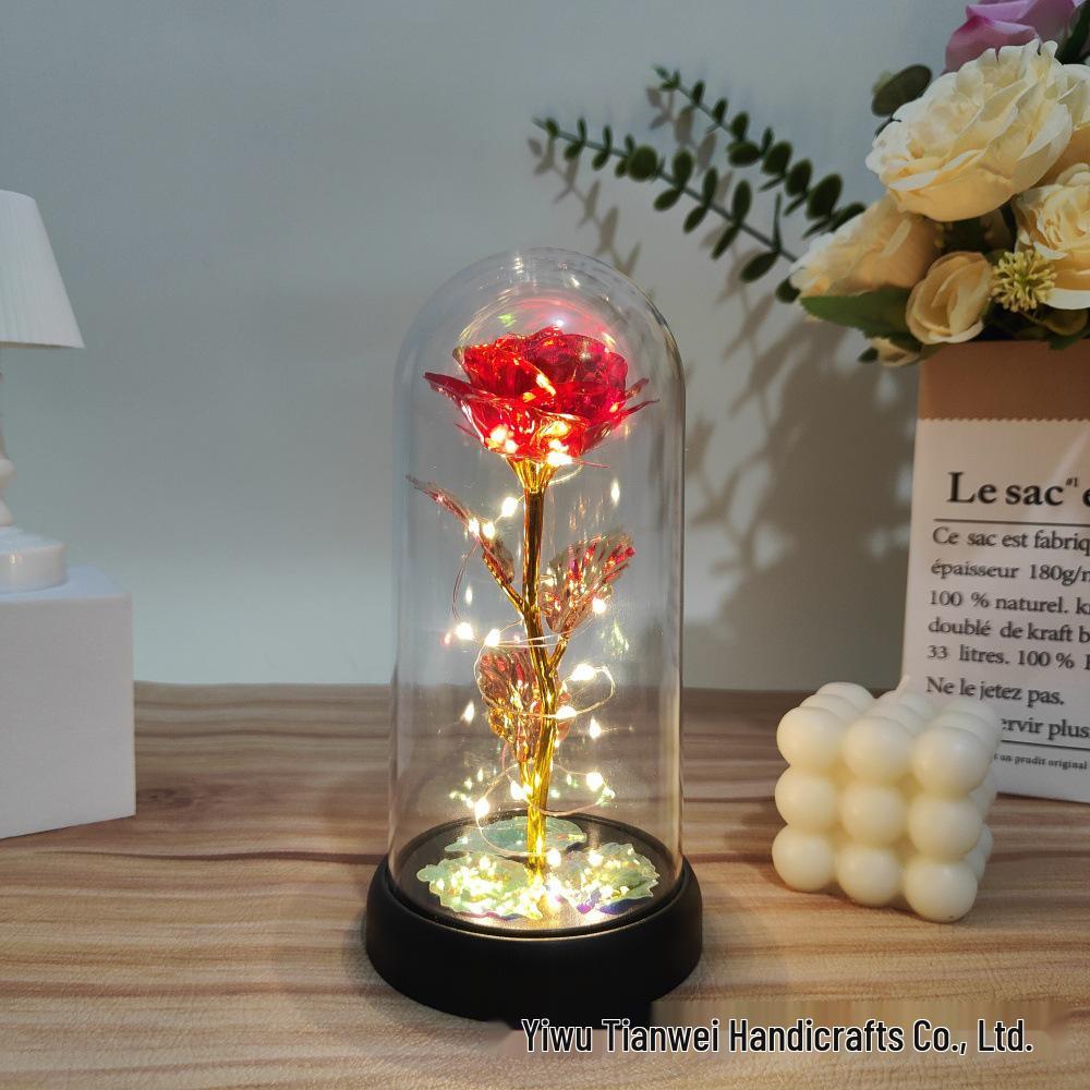 Goldfolienrose mit Acrylhaube: Konserviertes Blumen Geschenk für den Muttertag oder Valentinstag.