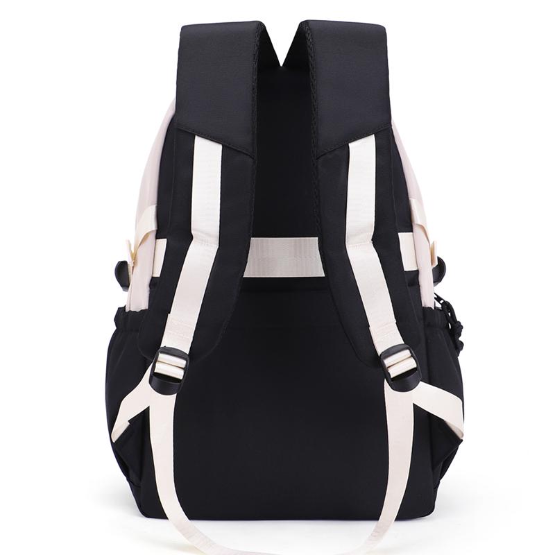 Men Contrast Backpack Large Capacity Student Schoolbag Women Travel Backpack