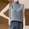 2025 Women's Wool Cable Knit Half-High Collar Sleeveless Sweater Vest