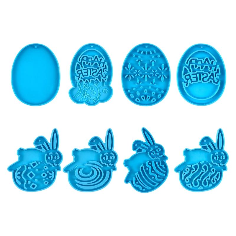 Diy Easter Egg Bunny for Key Pendant Decorative Silicone Mold Easter Day Series Charms Resin Casting Mold for Home Decor