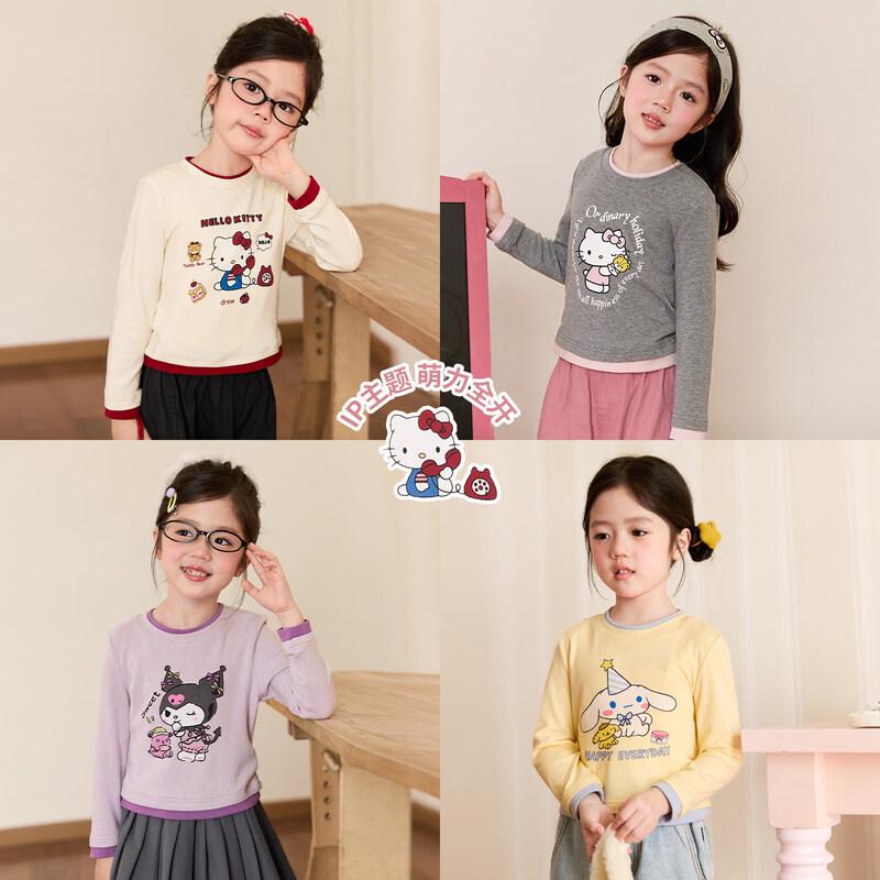 LUSON Girls Colorblock Long Sleeve Cartoon T-Shirt 90