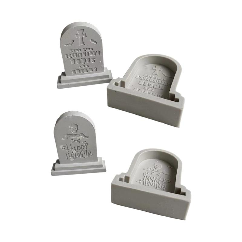 Halloween Tombstone Silicone Molds DIY Crafts Plaster Mold Handmade Scented Candle Soap Table Ornament Mould Non-stick