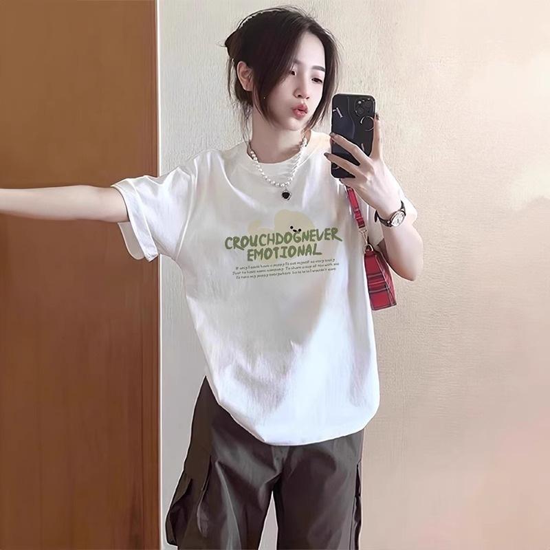 White Short-sleeved T-shirt Women's Pure Cotton New Popular Summer Korean Lazy Wind Loose Half-sleeved T-shirt Top