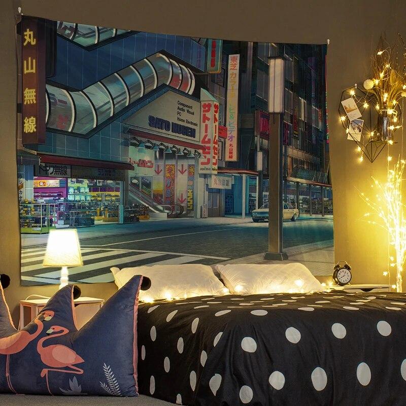 Cartoon-Wandteppich, Wanddekoration, Inneneinrichtung, Szene, Kunst, hängender Hintergrundstoff